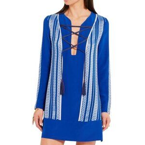 Zeus + Dione Silk Embroidered Dress Womens Size 40 Tassels Boho Grecian Luxury